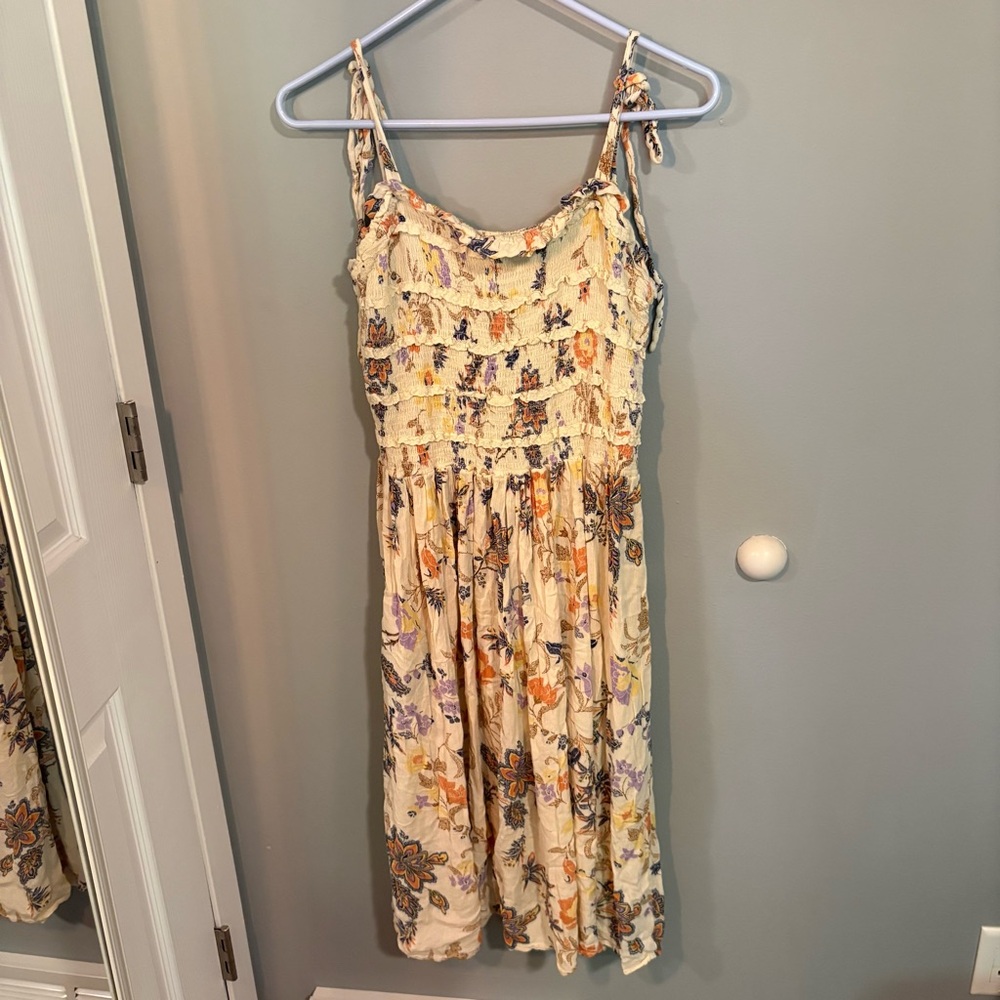 Free People Orange Cream Ruched Sundress